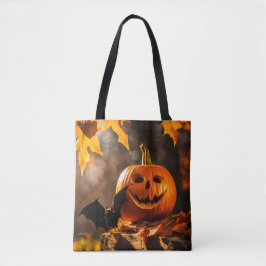 Bolsa Tote Pumpkin Lanterna e Bat Halloween