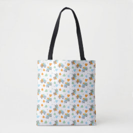 Bolsa Tote Pumpkin Patterno Vagão Azul Laranja