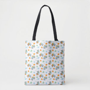 Bolsa Tote Pumpkin Patterno Vagão Azul Laranja