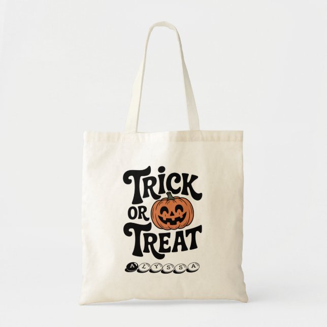 Bolsa Tote Pumpkin personalizado de truque ou trato doce (Frente)