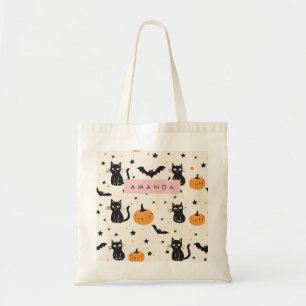 Bolsa Tote Pumpkin Preto de Gato Preto de Queda Personalizada