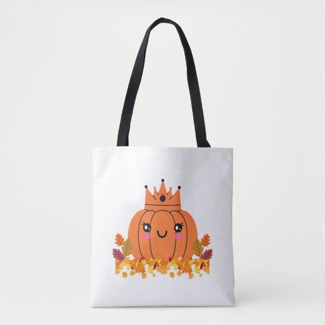 Bolsa Tote Pumpkin Queen | Camisa De Halloween De Queda Aesté (Frente)