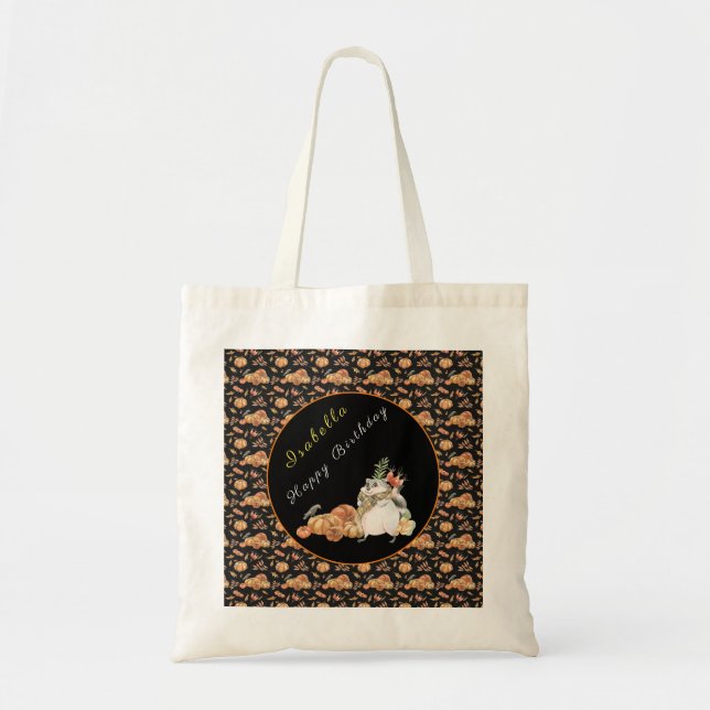 Bolsa Tote Pumpkin Raccoon Personaliza Texto e Cor (Frente)