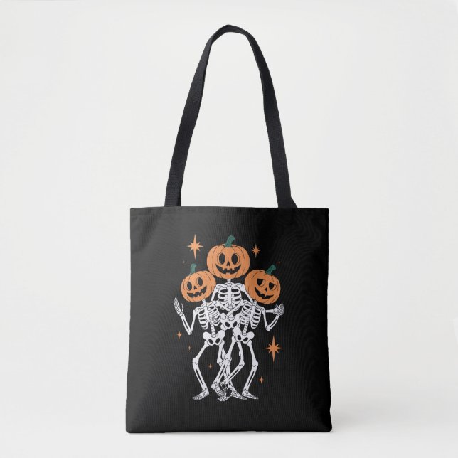 Bolsa Tote Pumpkin Skeleton Halloween Pumpkin Spooky (Frente)