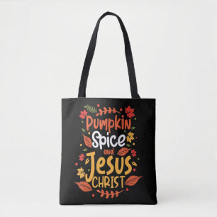 Bolsa Tote Pumpkin Spice e Jesus Cristo Ação de Graças T-Shir