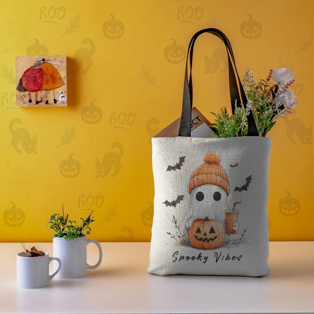 Bolsa Tote Pumpkin Spice Spooky Vibes Personalizadas (Criador carregado)
