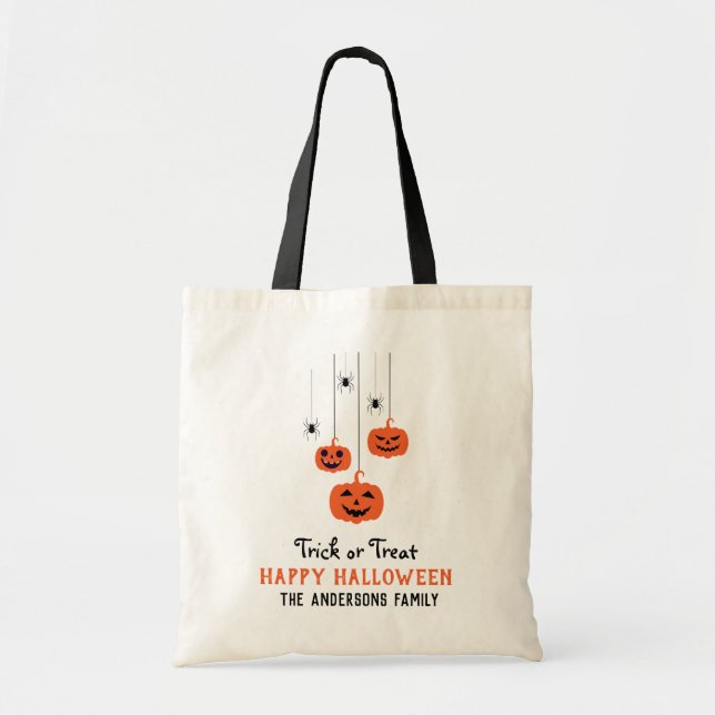 Bolsa Tote Pumpkin & The Spider Modern Script Happy Halloween (Frente)