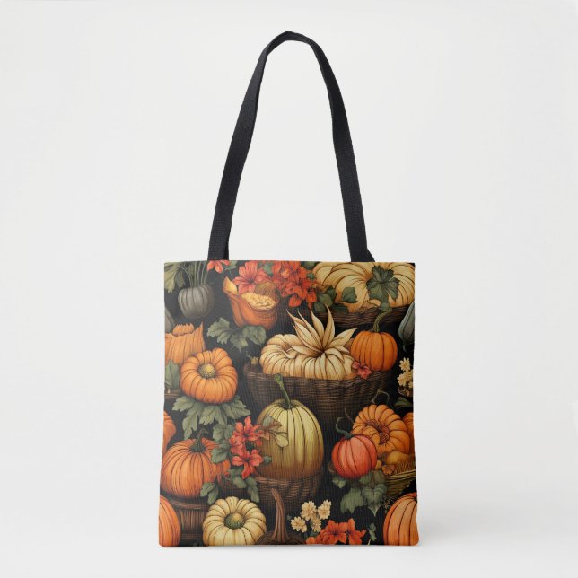 Bolsa Tote Pumpkins e Mais, Autumn, (Frente)