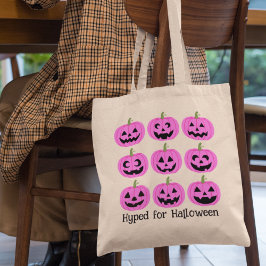 Bolsa Tote Pumpkins rosa amassado para o dia das bruxas