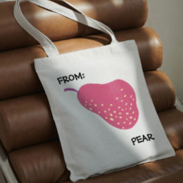 Bolsa Tote Pun de Pera Divertido – “De: Pera” Arte de Frutas 