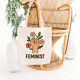 Bolsa Tote Punho Empoderado com Acentos Florais