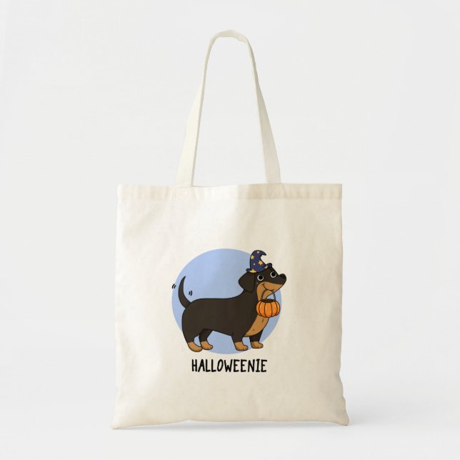 Bolsa Tote Punição engraçada de cachorro salsicha de Hallowee (Frente)