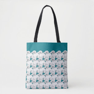 Bolsa Tote Puppia Branca Inchada no Teal