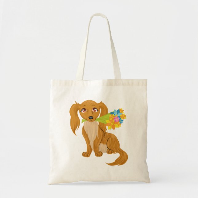 Bolsa Tote Puppy com Buquê de Flor (Frente)