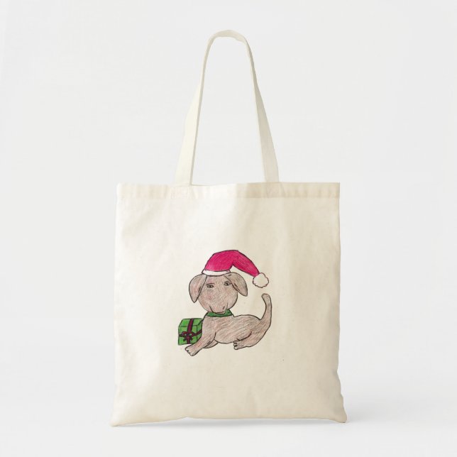 Bolsa Tote Puppy de Natal bonito (Frente)