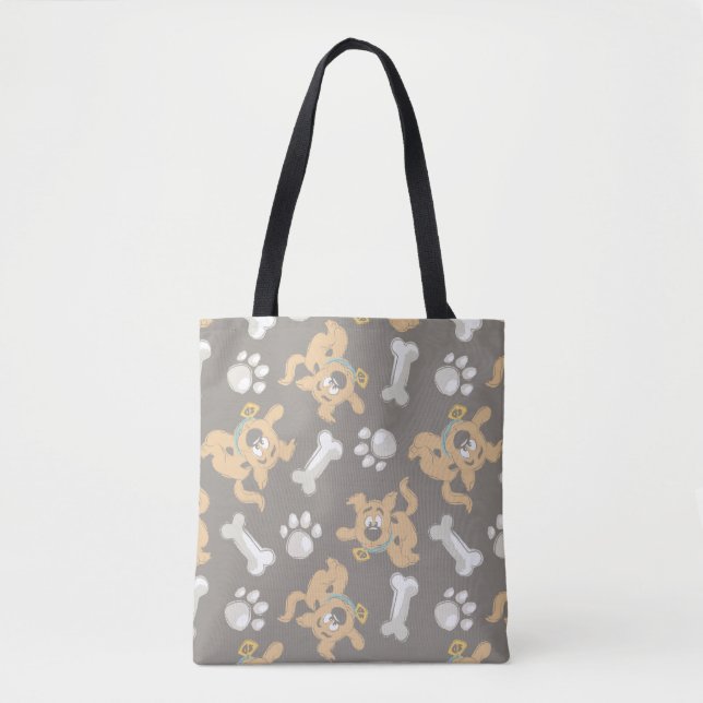 Bolsa Tote Puppy Scooby-Doo Bone & Paw Print Patterno (Frente)