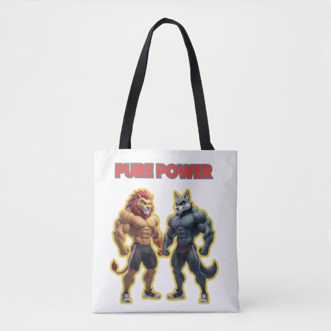 Bolsa Tote Pure Power – Strong Animal Muscle Cartoon Design (Frente)
