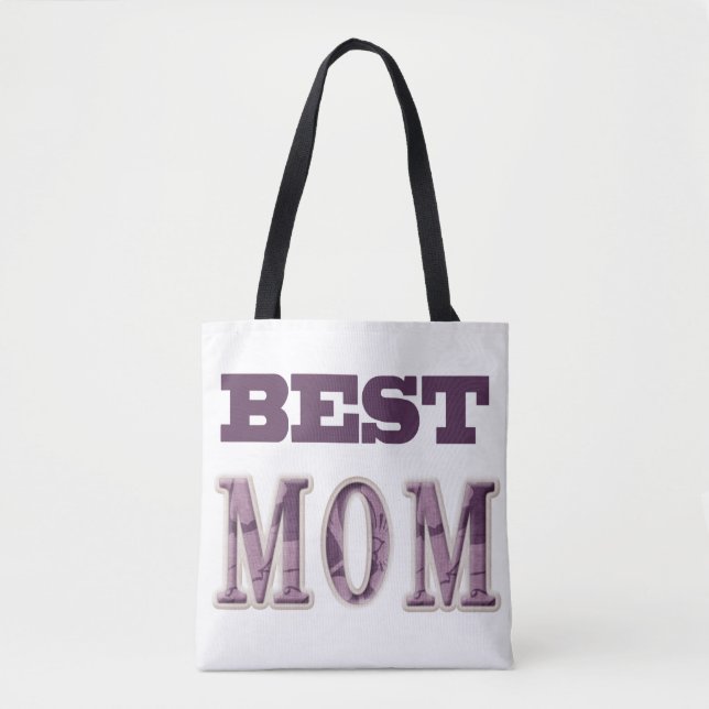 Bolsa Tote Puro e Branco Melhor Design da Mãe (Frente)