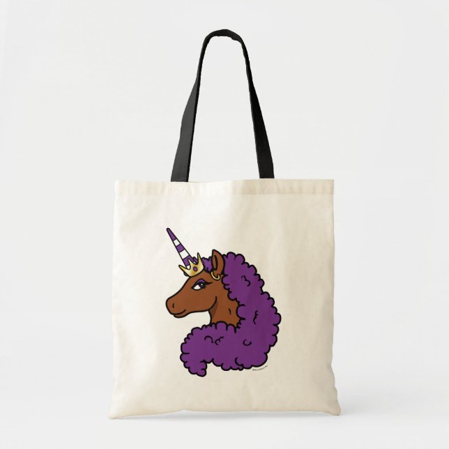 Bolsa Tote Purple Afro Unicorn (Frente)