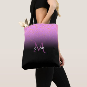 Bolsa Tote Purple black gradient monogram name