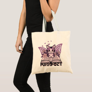 Bolsa Tote Purple Cat and Butterflies Book