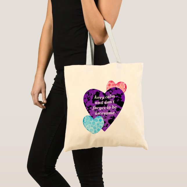 Bolsa Tote Purple heart vibrant red love (Frente (produto))