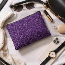 Purple Leopard Print Pattern with Gold Hearts