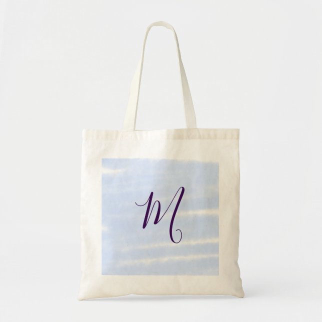 Bolsa Tote Purple pastel watercolor monogram name letterretro (Frente)