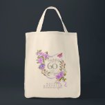 Bolsa Tote Purple Rose Ribbon 60th Birthday<br><div class="desc">Lovely and elegant rose with butterfly.</div>