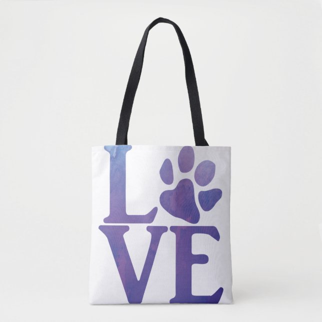 Bolsa Tote Púrpura Clássica de Pata de Amor (Frente)