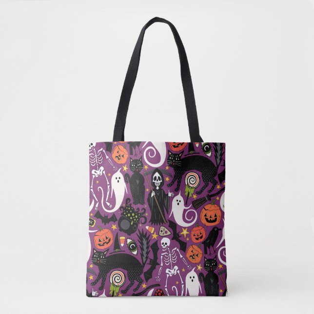 Bolsa Tote púrpura de halloween (Frente)