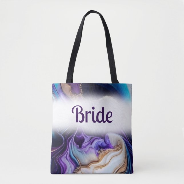 Bolsa Tote Púrpura Elegante e Dourada Bag de Casamento para N (Frente)