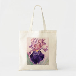 Bolsa Tote Púrpura Gloriosa Iris Watercolor Pintura Floral