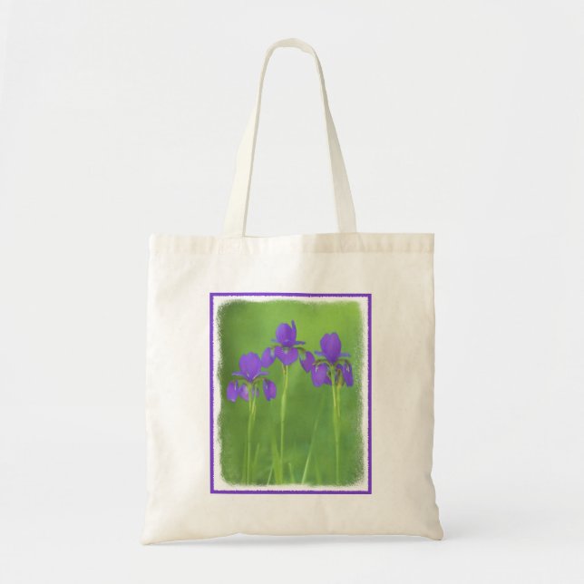 Bolsa Tote Púrpura Iris - Arte Flor Original (Frente)