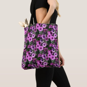 Bolsa Tote Púrpura Margarida Africana Flores Padrão Floral