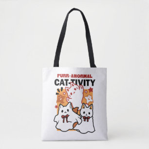 Bolsa Tote Purr-anormal Cat-tivity Fogueira de Halloween Desi