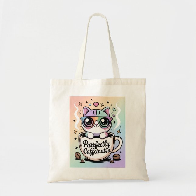 Bolsa Tote Purrfectly Caffeinated (Frente)