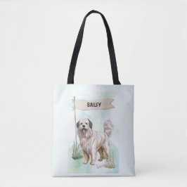 Bolsa Tote Pyrenean Shepherd Watercolor Personalized Dog