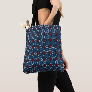 Bolsa Tote Pysanky vermelho, branco e azul