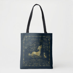 Bolsa Tote Qilin Na Tapeçaria Do Ouro De Resto
