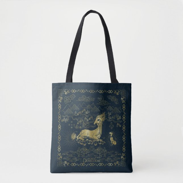 Bolsa Tote Qilin Na Tapeçaria Do Ouro De Resto (Frente)