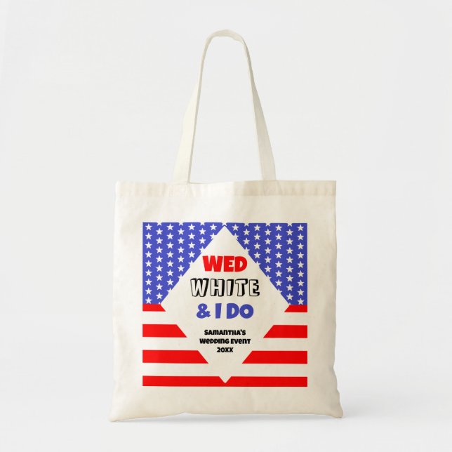 Bolsa Tote Qua, Branco & Eu Faço Evento de Casamento Patrióti (Frente)