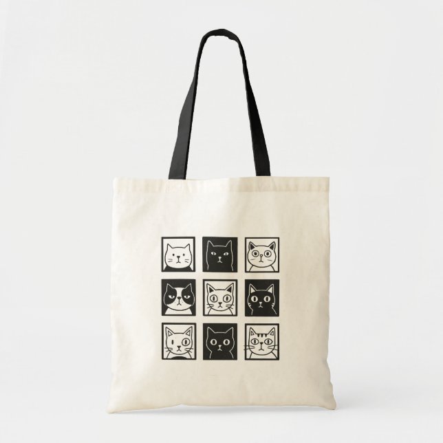 Bolsa Tote Quadrado de gatos (Frente)