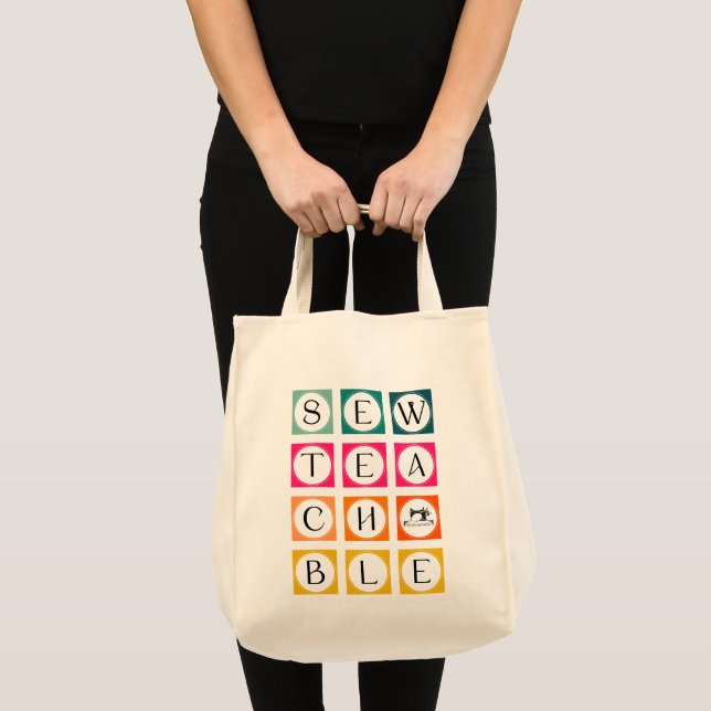 Bolsa Tote Quadrados Coloridos Sewteachable (Frente (produto))