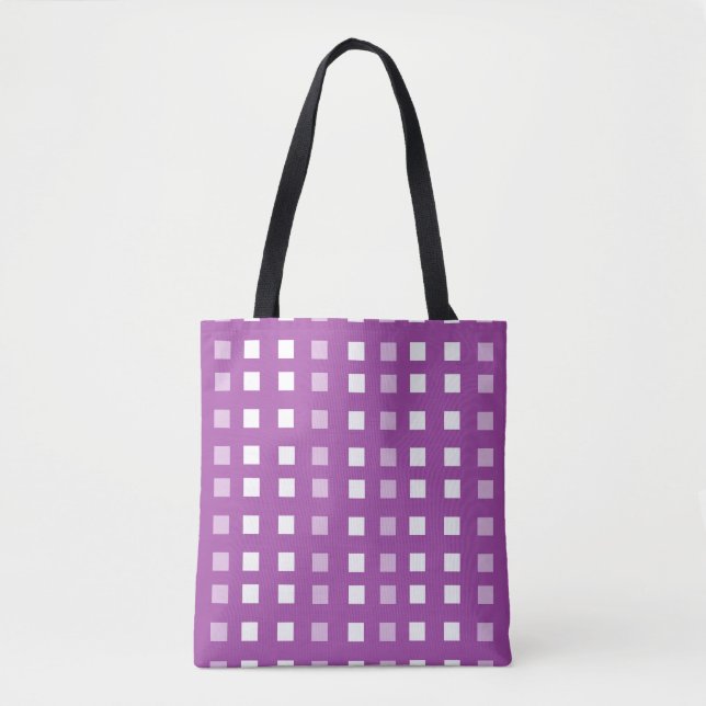 Bolsa Tote Quadrados com padrão roxo (Frente)