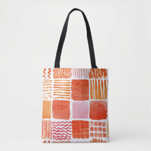 Bolsa Tote Quadrados de Aquarela Divertidos   Abstrato Boho Q