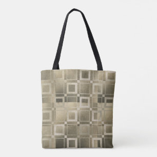Bolsa Tote Quadrados Dourados Moderados Geométricos Glamuroso
