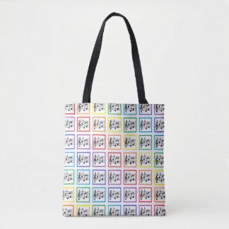 Bolsa Tote Quadrados Musicais Enquadrados em Arco-íris