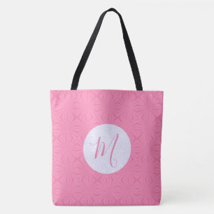 Bolsa Tote Quadrados Ondulados Rosa Claro Personalizados Inic
