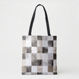 Bolsa Tote Quadrados Pretos Brancos Marrons